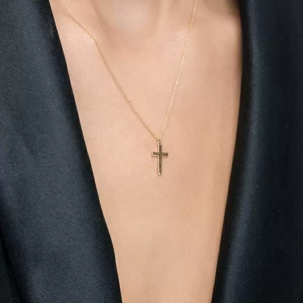Leaf Jewelry Halskette Kreuz, 14 K Gelbgold Letzte 2 Tage