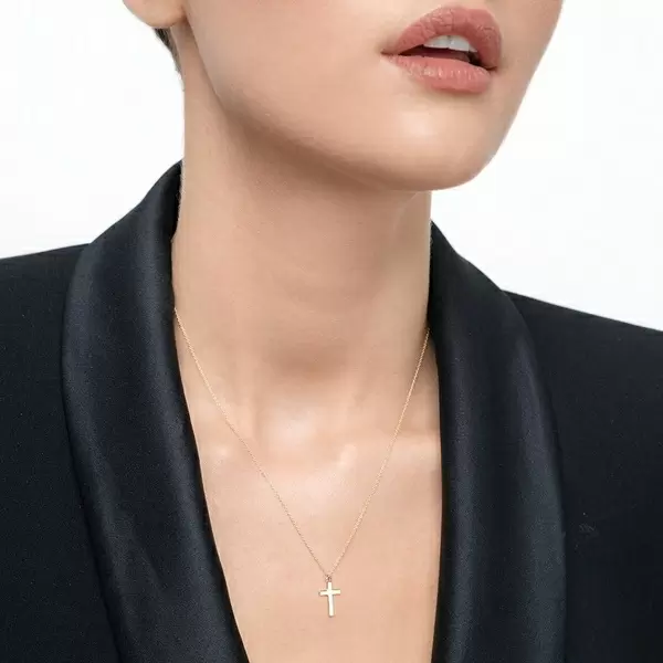 Leaf Jewelry Halskette Kreuz, 14 K Gelbgold Letzte 2 Tage