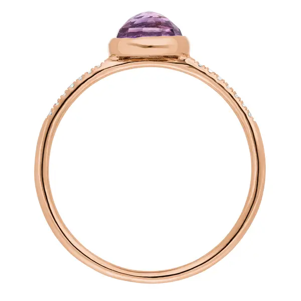 Leaf Jewelry Ring Amethyst mit Diamanten, 14K Rosegold, Gr.50 Letzter Tag