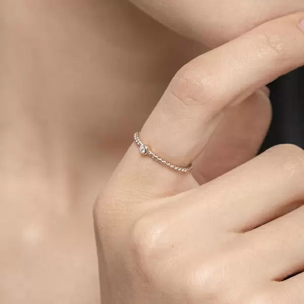 Leaf Jewelry Ring Solitaire, 18 K Rosegold Sonderangebot der Fabrik