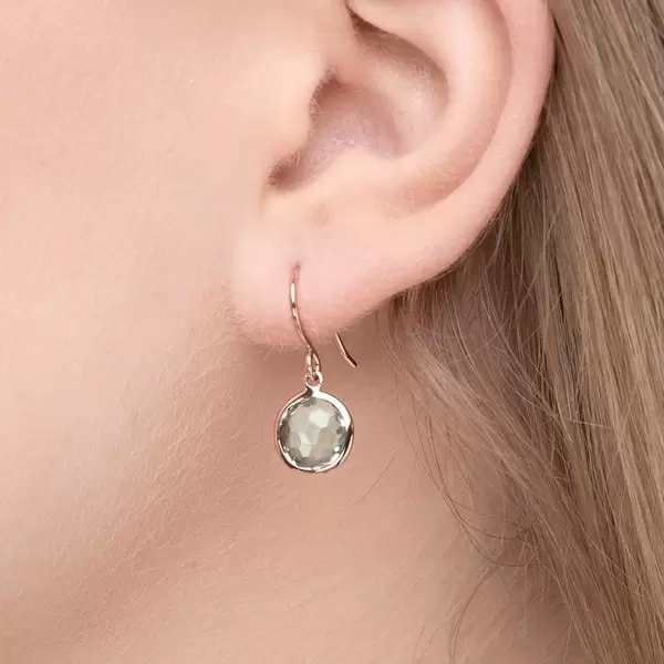 Leaf Jewelry Ohrringe Grüner Amethyst, 14 K Rosegold Vierteljährliche Förderung