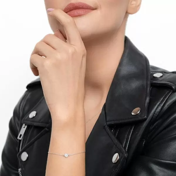 Leaf Jewelry Armkette Pavé mit Diamanten, 18 K Weißgold Nur noch ein Tag übrig