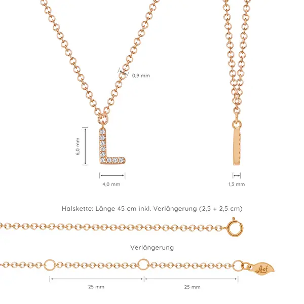 Leaf Jewelry Halskette Letter "L", 14 K Rosegold mit Diamanten 50% Rabatt mit kostenlosem Versand