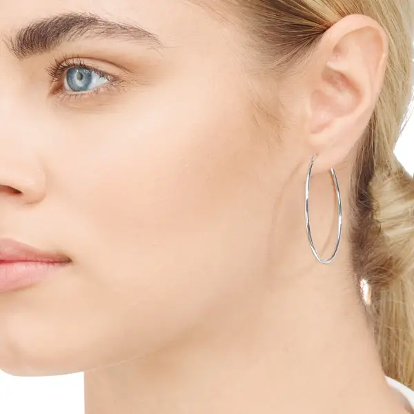 Leaf Jewelry Creole Rund L, 40mm, 14 K Weissgold Clearance-Verkauf
