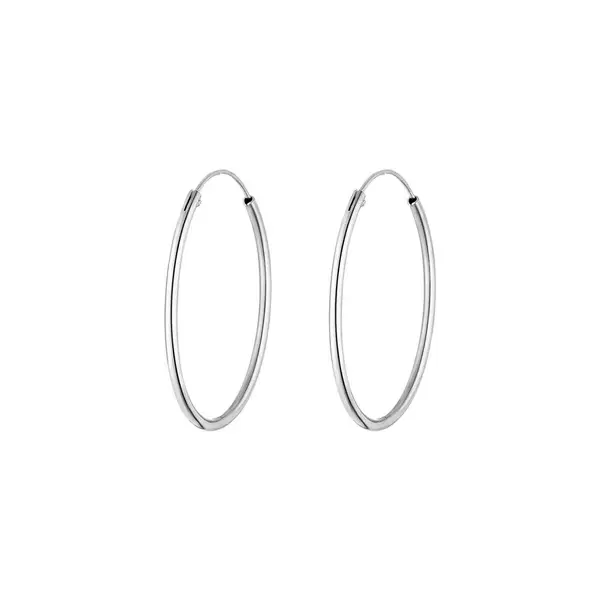 Leaf Jewelry Creole Rund L, 40mm, 14 K Weissgold Clearance-Verkauf