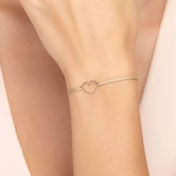 Leaf Jewelry Glücksbändchen GENTLE HEART, 14 K Rosegold, Beige Kostenloser Versand international
