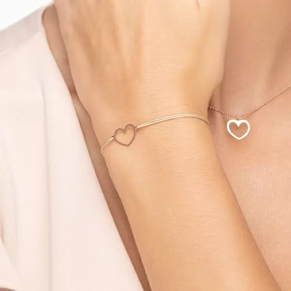 Leaf Jewelry Glücksbändchen GENTLE HEART, 14 K Rosegold, Beige Kostenloser Versand international