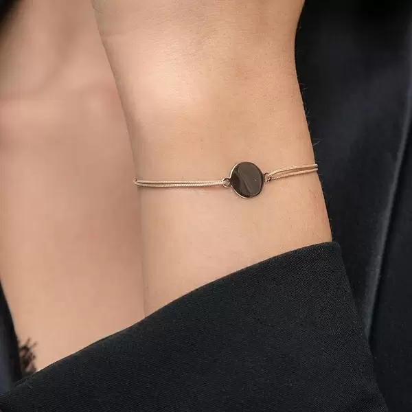 Leaf Jewelry Glücksbändchen Plate, 14 K Rosegold, Beige Begrenzt auf 3 Tage