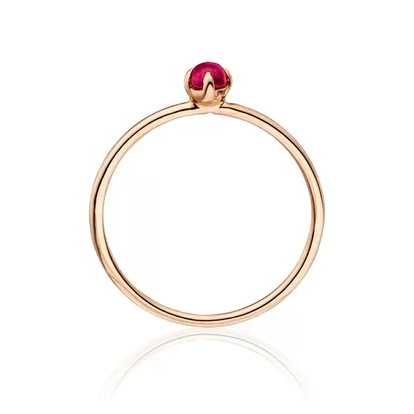 Leaf Jewelry Ring Cabochon, 14 K Roségold, Rubin, Gr.50 Speichern exportieren