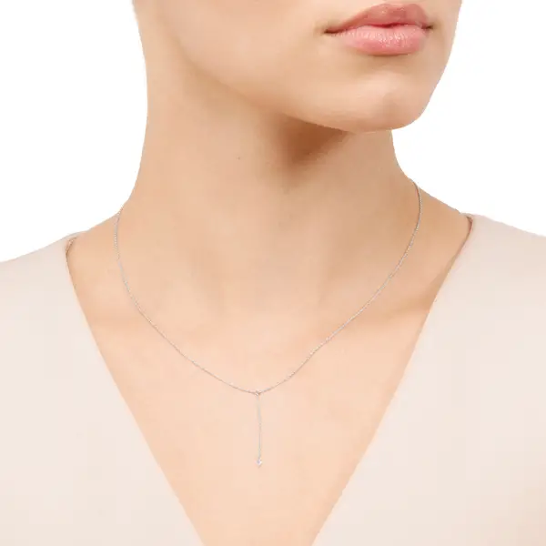 Leaf Jewelry Halskette Y-Pure Diamant, 18 K Weißgold Outlet