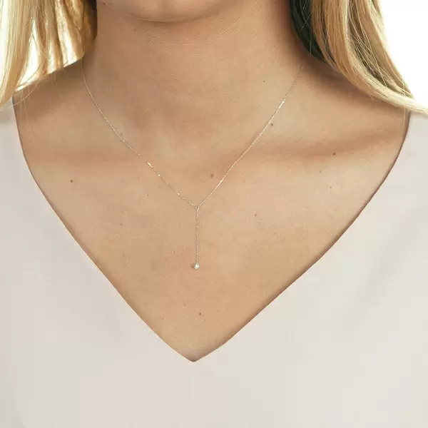 Leaf Jewelry Halskette Y-Pure Diamant, 18 K Weißgold Outlet