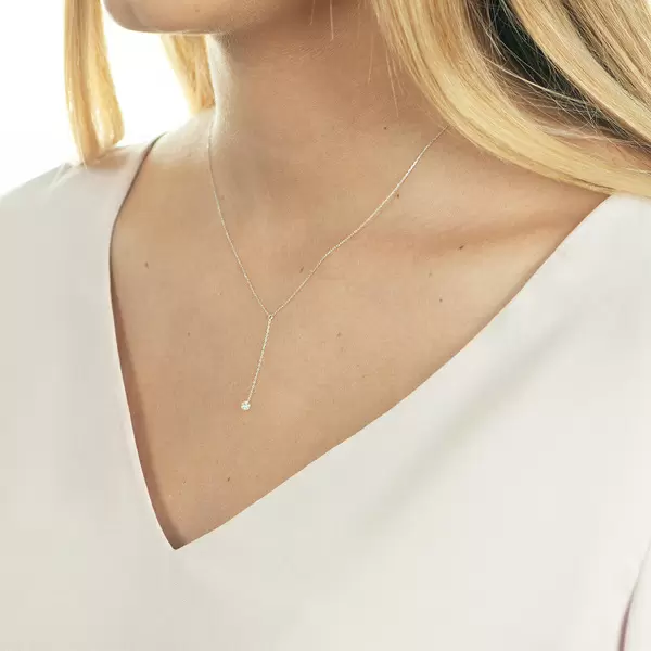 Leaf Jewelry Halskette Y-Pure Diamant, 18 K Weißgold Outlet