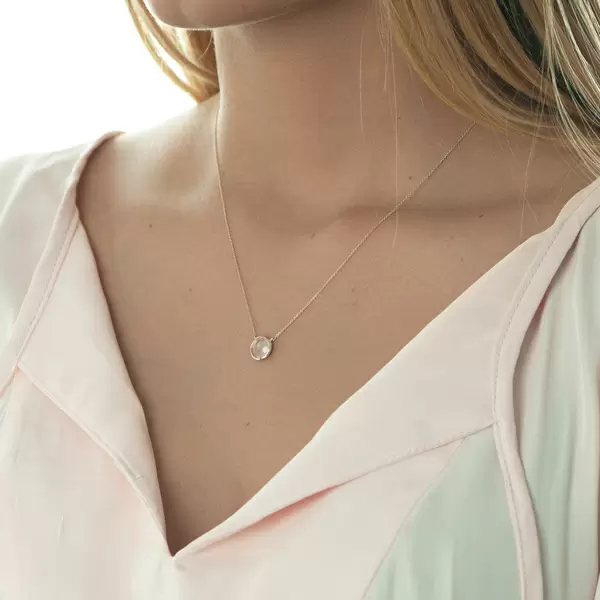 Leaf Jewelry Halskette Rosenquarz, 14 K Roségold Auslauf