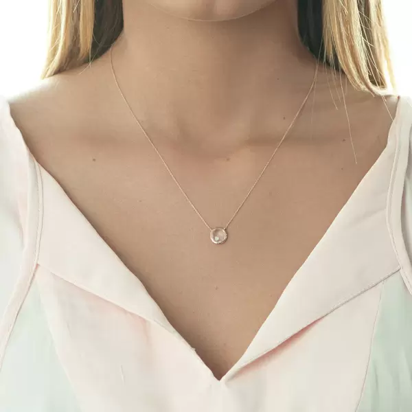 Leaf Jewelry Halskette Rosenquarz, 14 K Roségold Auslauf