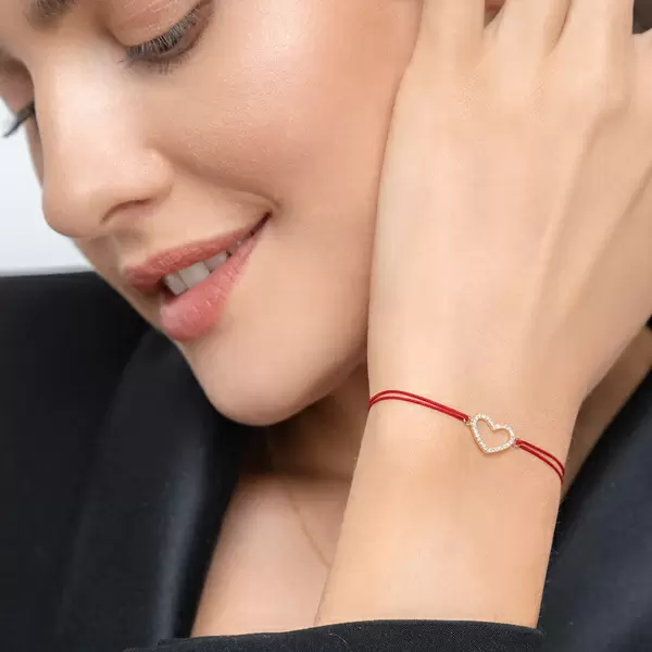 Leaf Jewelry Glückarmband Herz mit Diamanten, 18 K Gelbgold, Beige Angebote