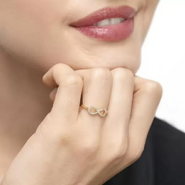 Leaf Jewelry Infinityring mit Diamanten, 18 K Gelbgold Schlussverkauf