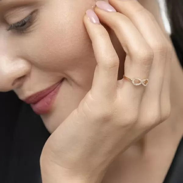 Leaf Jewelry Infinityring mit Diamanten, 18 K Gelbgold Schlussverkauf