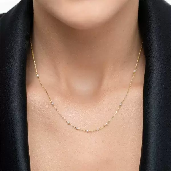Leaf Jewelry Halskette White Pearls, 14 K Gelbgold Günstiger Verkauf