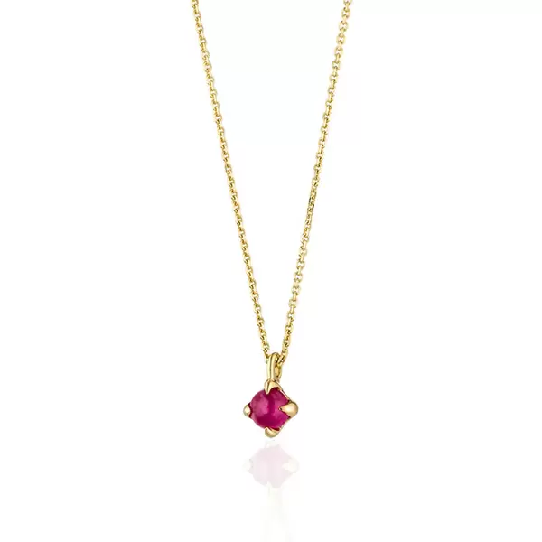 Leaf Jewelry Halskette Cabochon, Rubin, 14 K Gelbgold Fabrik Onlineshop