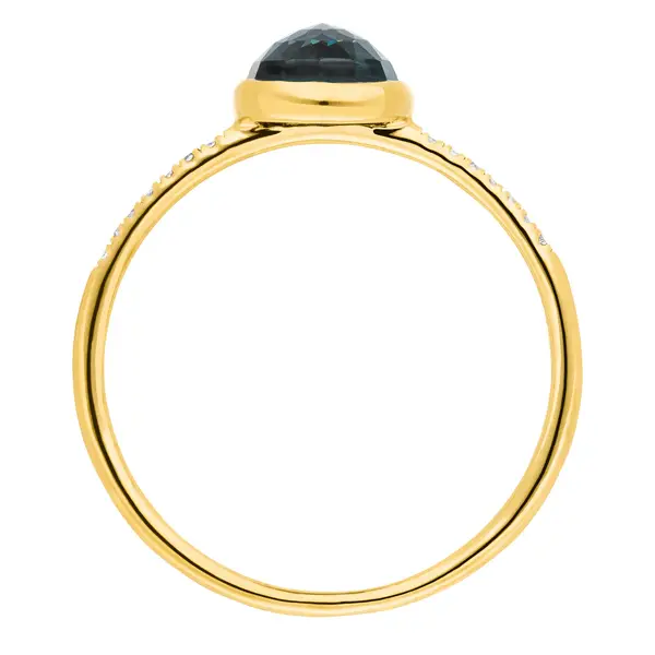 Leaf Jewelry Ring Blue Topas mit Diamanten, 14K Gelbgold Sonderangebot