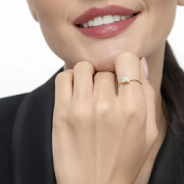 Leaf Jewelry Ring Herz Full mit Diamanten, 18 K Gelbgold Rabatt