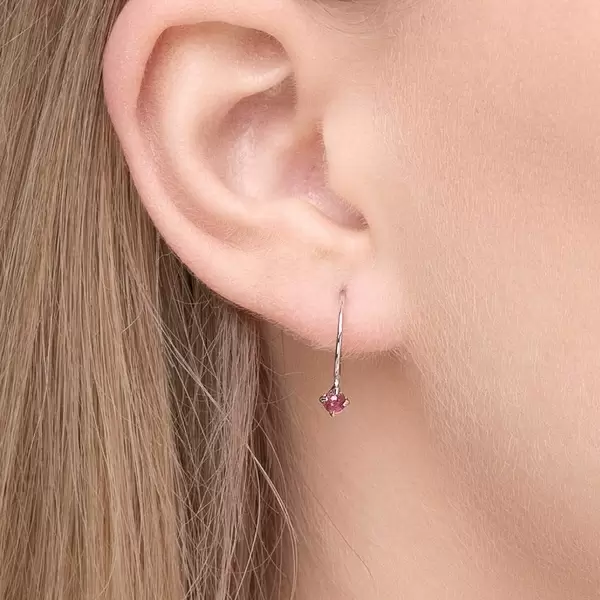 Leaf Jewelry Ohrringe Cabochon, Rubin, 14 K Weißgold Günstig kaufen