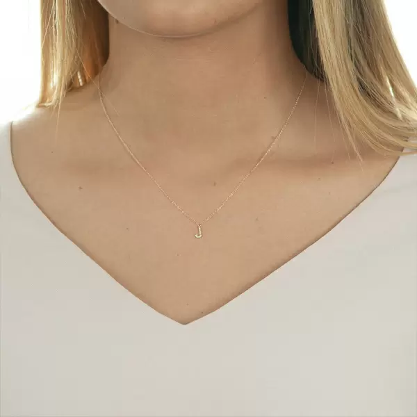 Leaf Jewelry Halskette Letter "J", 14 K Rosegold mit Diamanten Exklusivangebot