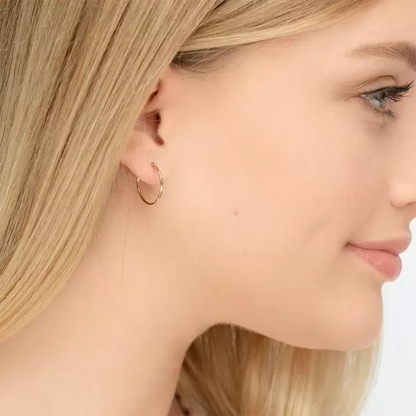Leaf Jewelry Creole Rund S, 15mm, 14 K Rosegold Saisonschlussverkauf