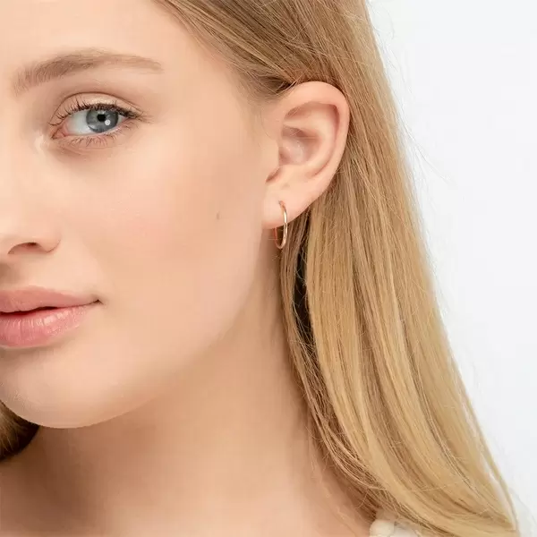 Leaf Jewelry Creole Rund S, 15mm, 14 K Rosegold Saisonschlussverkauf