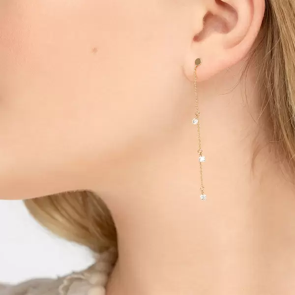 Leaf Jewelry Ohrringe Pure Chain mit Diamanten, 18 K Gelbgold Cyber Monday