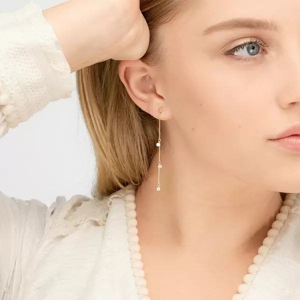 Leaf Jewelry Ohrringe Pure Chain mit Diamanten, 18 K Gelbgold Cyber Monday