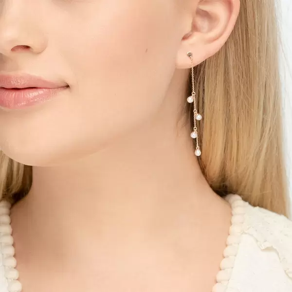 Leaf Jewelry Ohrringe Perle Kette, 14 K Rosegold Osterangebot
