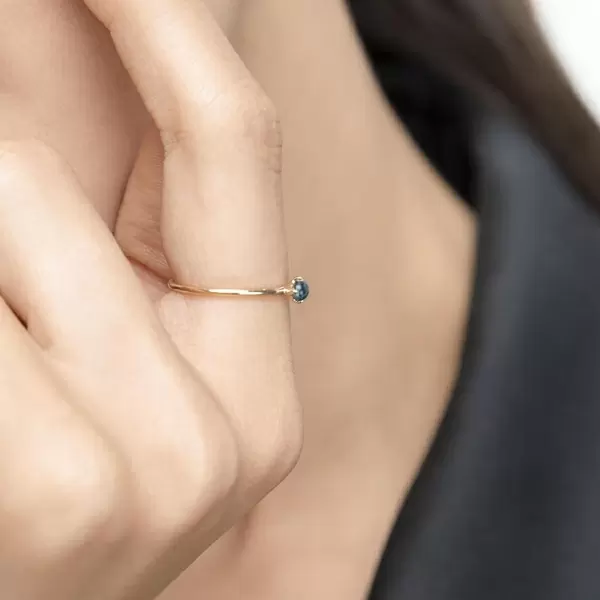 Leaf Jewelry Ring Cabochon, 14 K Gelbgold, Blauer Topas Muttertagsangebot