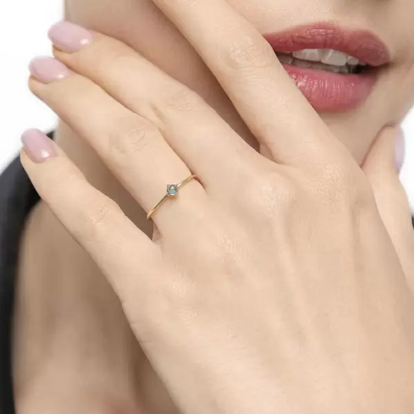 Leaf Jewelry Ring Cabochon, 14 K Gelbgold, Blauer Topas Muttertagsangebot