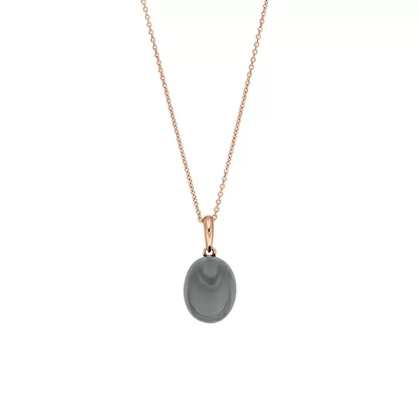 Leaf Jewelry Halskette Cabochon II, 14 K Rosegold, Grauer Mondstein Vatertagsangebot