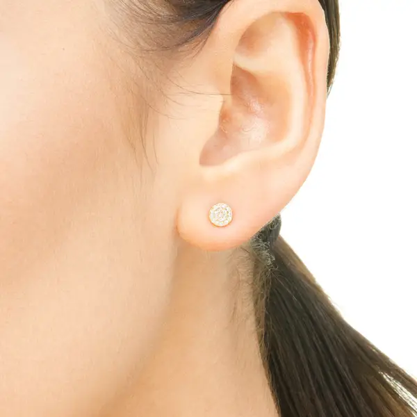 Leaf Jewelry Ohrringe Pavé mit Diamanten, 18 K Gelbgold Jubiläumsangebot