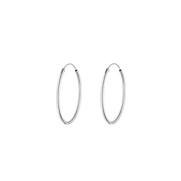 Leaf Jewelry Creole Rund M, 30mm, 14 K Weissgold Lagerräumung