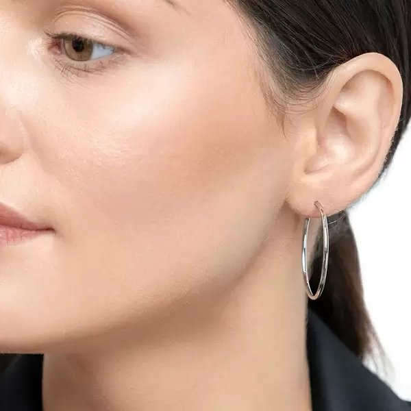 Leaf Jewelry Creole Rund M, 30mm, 14 K Weissgold Lagerräumung