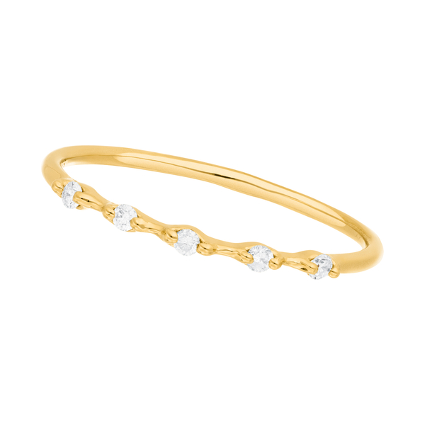 Leaf Jewelry Ring mit 5 Diamanten, 14K Gelbgold Top Angebot
