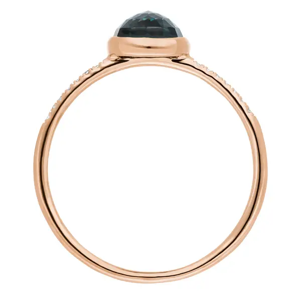 Leaf Jewelry Ring Blue Topas mit Diamanten, 14K Rosegold Online Outlet