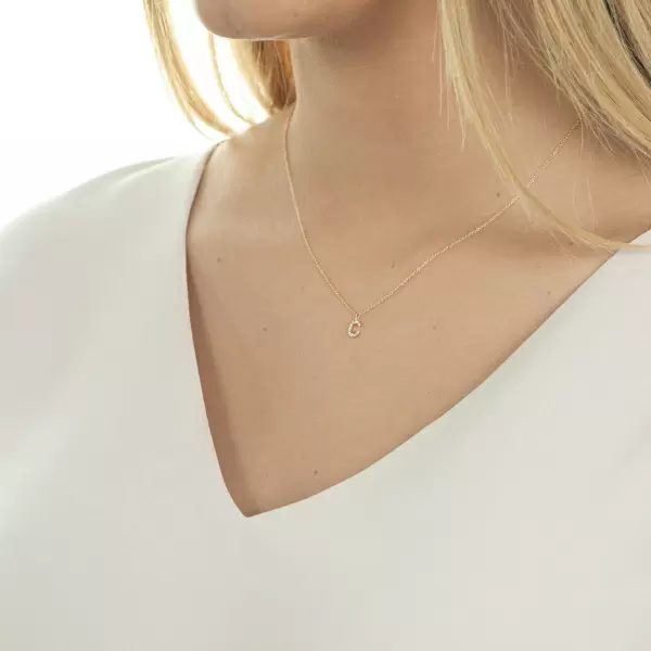 Leaf Jewelry Halskette Letter "C", 14 K Rosegold mit Diamanten Zeitlich begrenztes Angebot