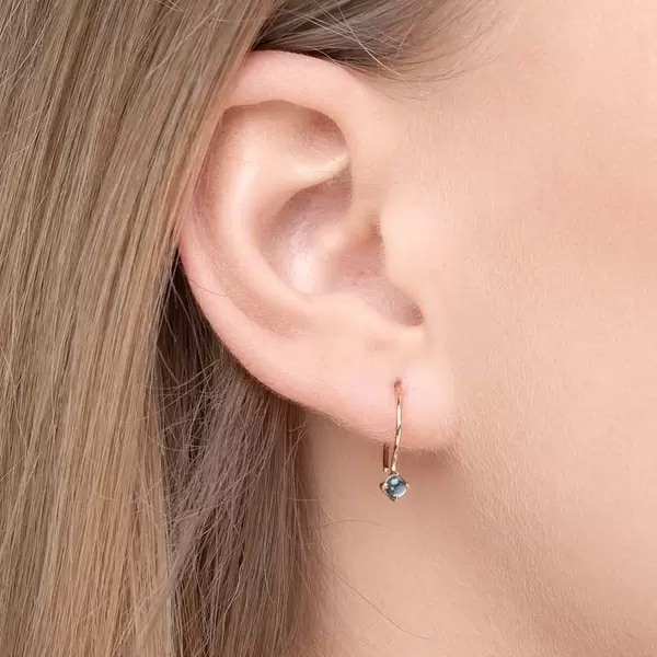 Leaf Jewelry Ohrringe Cabochon, Blaue Topas, 14 K Gelbgold Große Rabatte