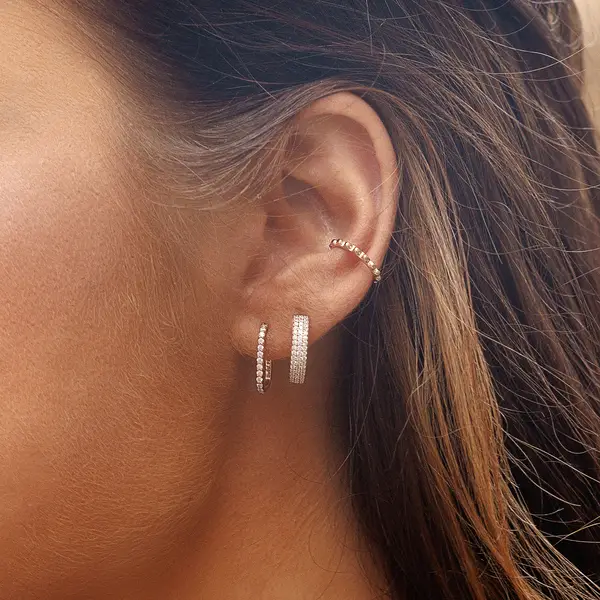 Leaf Jewelry Mini Creole Square mit Zirkonia, 18 K Gelbgold vergoldet Räumungsverkauf
