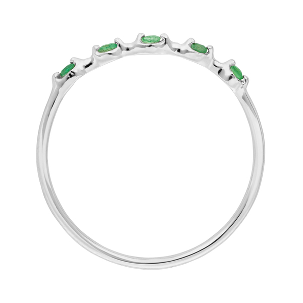 Leaf Jewelry Ring mit 5 Smaragden, 14K Weißgold Tiefpreis