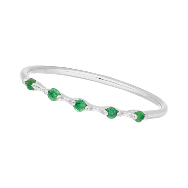 Leaf Jewelry Ring mit 5 Smaragden, 14K Weißgold Tiefpreis