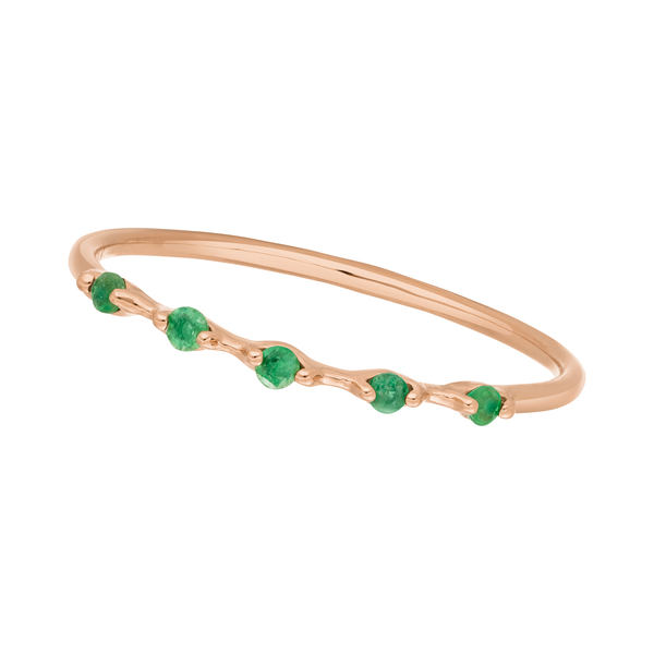 Leaf Jewelry Ring mit 5 Smaragden, 14K Rosegold Super Sparpreis
