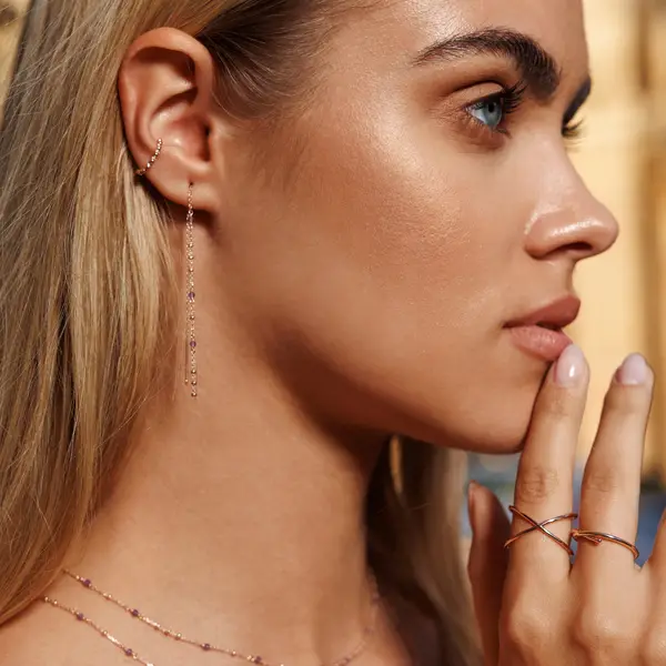 Leaf Jewelry Ohrhänger Flying Gems, Grüner Achat, 18 K Rosegold vergoldet Kostenlose Rückgabe