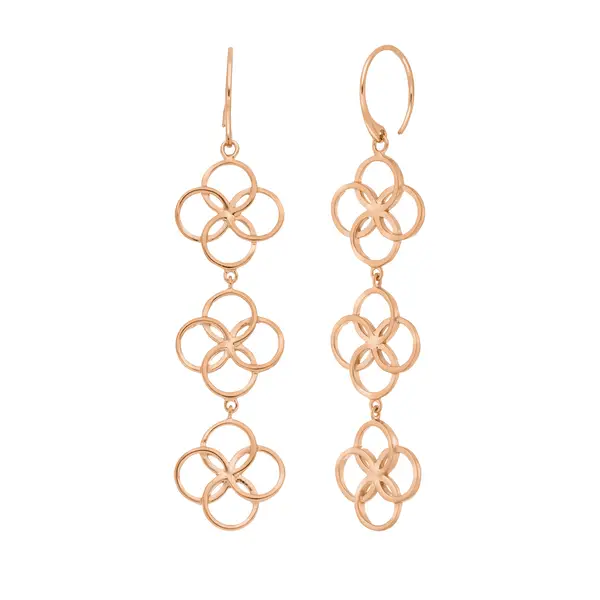 Leaf Jewelry Ohrhänger Clover Charm, 18 K Rosegold vergoldet