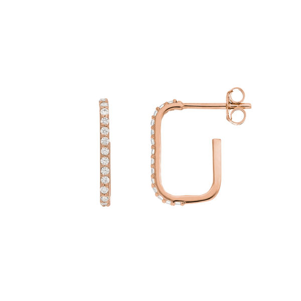 Leaf Jewelry Mini Creole Square mit Zirkonia, 18 K Rosegold vergoldet 50% Rabatt mit kostenlosem Versand