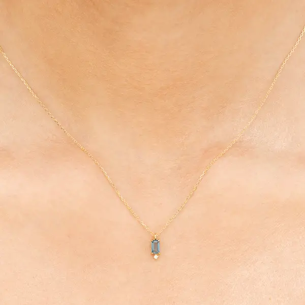 Leaf Jewelry Halskette London Blue Topas, 14K Gelbgold Speichern exportieren